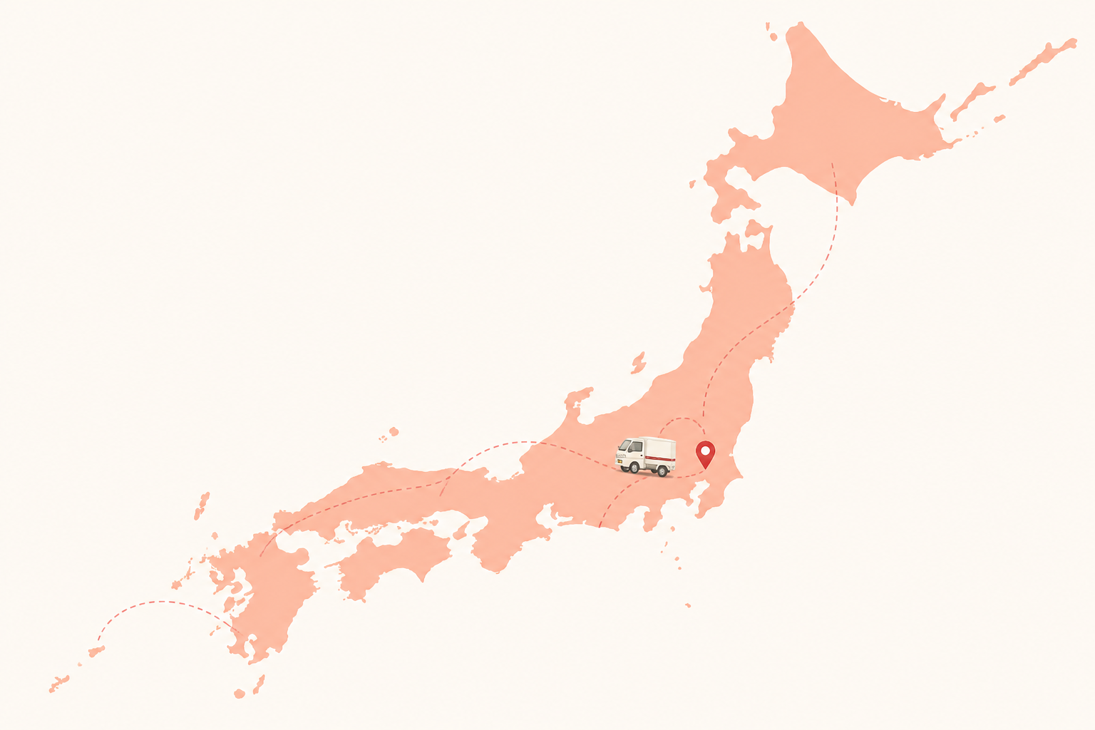 東京から日本全国へ届ける宅配対応のイメージ